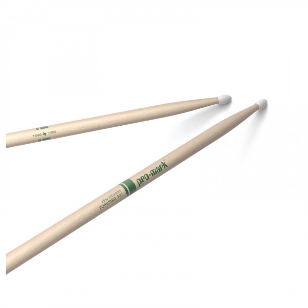 Promark Classic Forward 747 Raw Hickory Drumsticks. Nylon Tip Angle