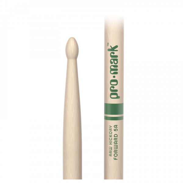 Promark Classic Forward 5A Raw Hickory Drumsticks, Wood Tip Logo