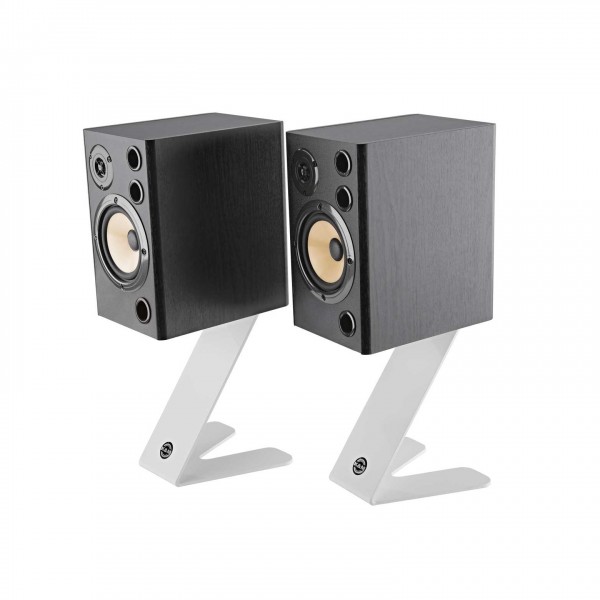 K&M 26773 Table Monitor Z-Stands, White - With Monitor