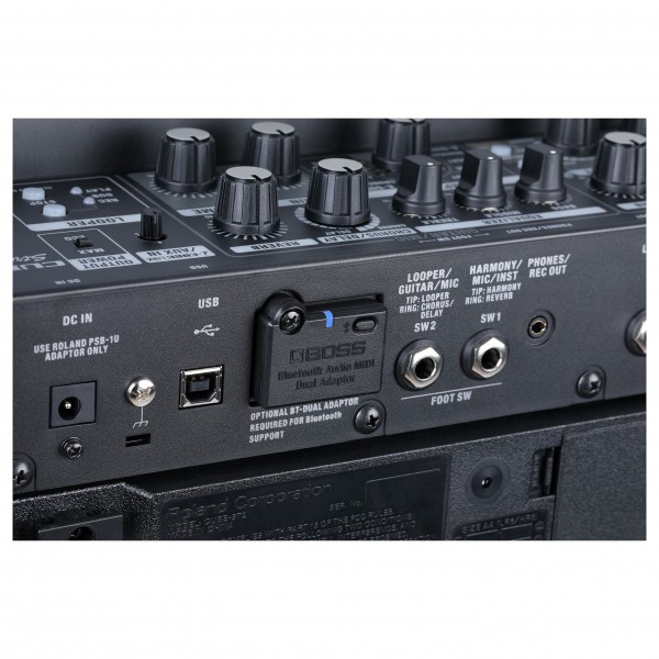 Boss BT-Dual Bluetooth Audio/MIDI Expansion Adaptor in use angle view
