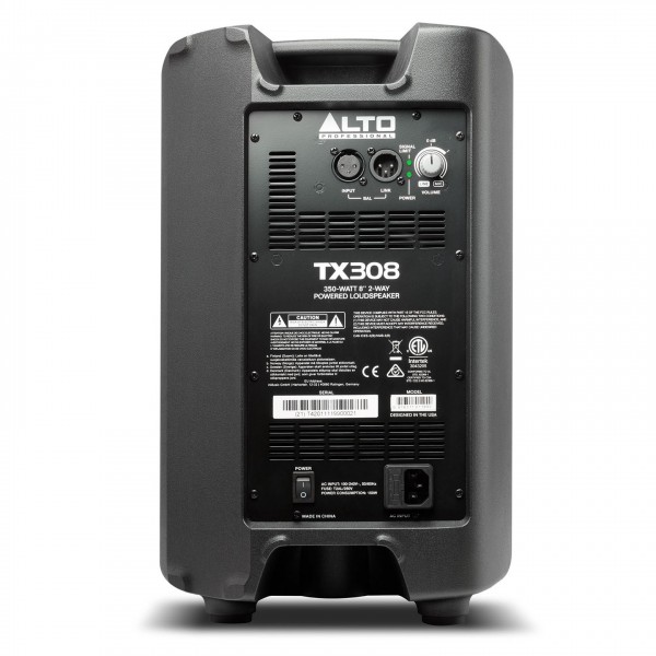 Alto TX308 350 Watt Active Speakers With Stands, Pair- TX308 Rear