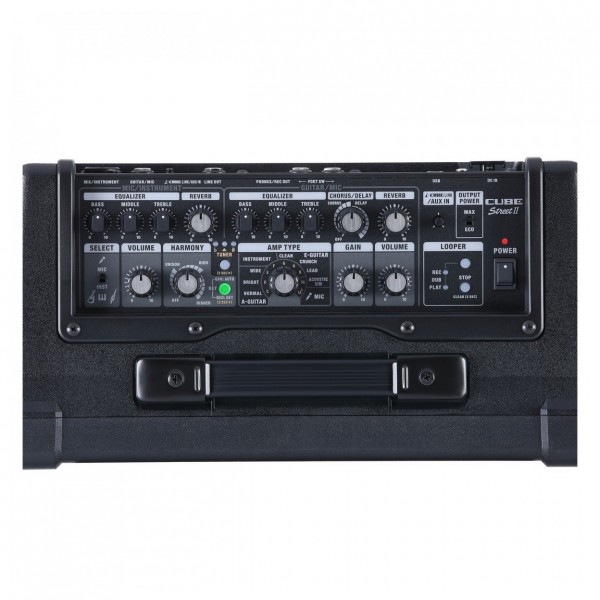 Boss Cube Street 2 Portable Stereo Amp with Bluetooth Adaptor, Black - Panel View
