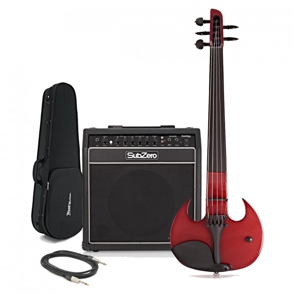 Wood Violins StingRay SVX5 Electric Violin Bundle, Candy Apple Red - Full Package