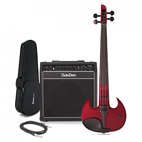 Wood Violins StingRay SVX4 Electric Violin Bundle, Candy Apple Red - Full Package