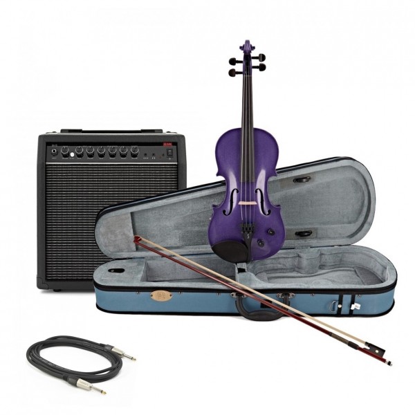 Stentor Harlequin Electric Violin Bundle, Purple - Full Package