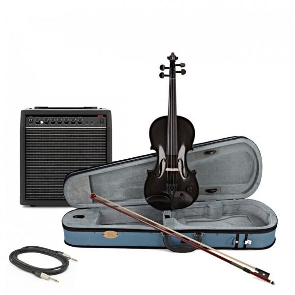 Stentor Harlequin Electric Violin Bundle, Black - Full Package