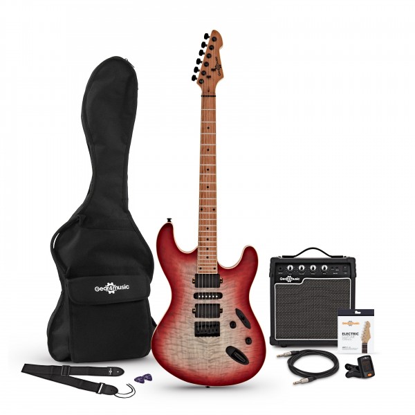 LA Select Modern Electric Guitar + Amp Pack, Lava Burst