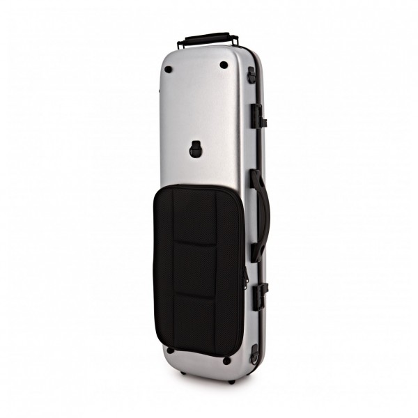 Young Polycarbonate Oblong Violin Case, Brushed Silver - Back