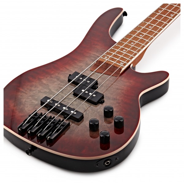 Chicago Select Bass Guitar + Amp Pack, Reverse Red Burst