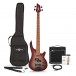 Chicago Select Bass Guitar + Amp Pack, Reverse Red Burst