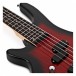 Chicago 5 String Left Handed Trans Red Bass + 15W Amp by Gear4music