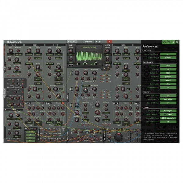 uhe Bazille Modular Synth - Control Panel