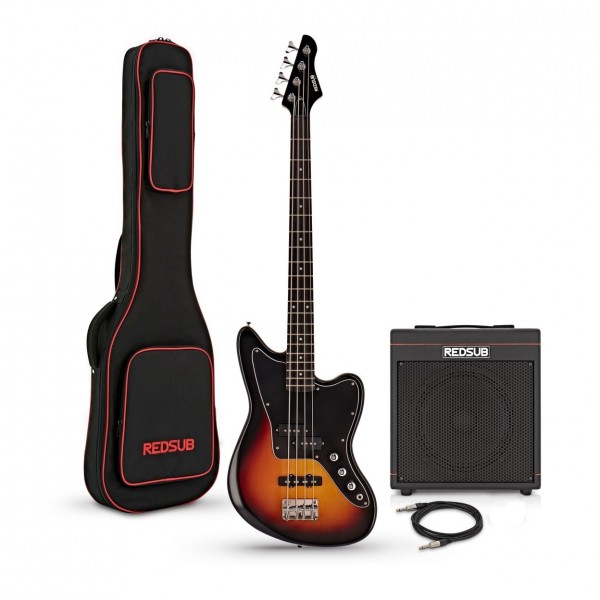 RedSub SF Bass Guitar and BA-30 Amp Bundle, Sunburst