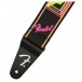 Fender Neon Monogram Guitar Strap, Yellow/Pink - Strap End View