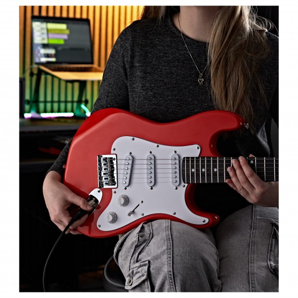 3/4 LA Electric Guitar + Miniamp, Wine Red