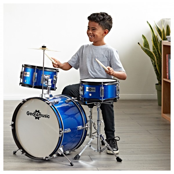 Junior 3 Piece Drum Kit by Gear4music, Wine Red