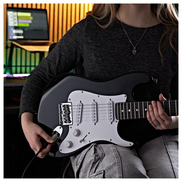 3/4 LA Electric Guitar + Miniamp, Black