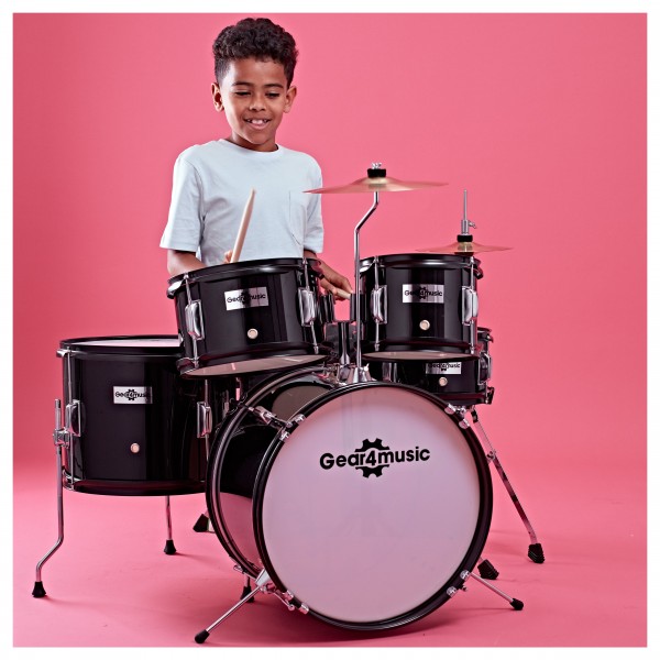 Junior 5 Piece Drum Kit by Gear4music, Blue