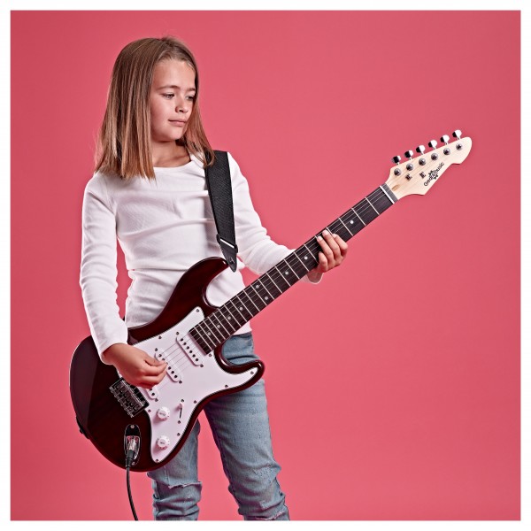 3/4 E-Gitarre LA Mit Miniamp – Rot, Komplettset Für Anfänger. Inkl. Tasche, Gurt, Kabel & Mehr!