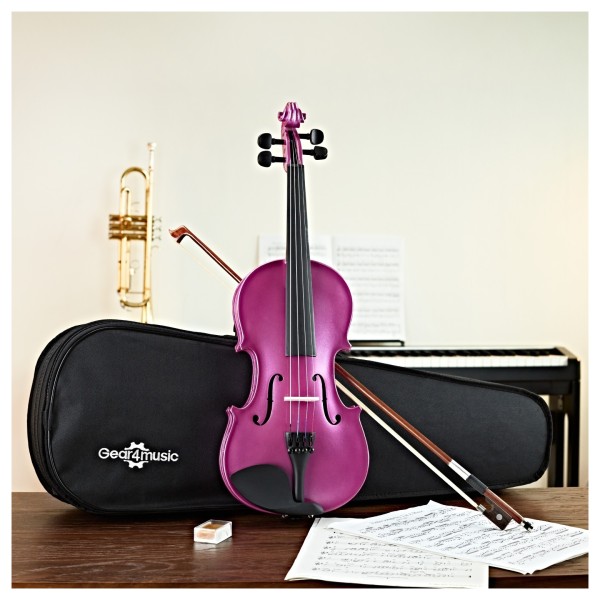 Student 1/2 Violin by Gear4music, Purple Sparkle