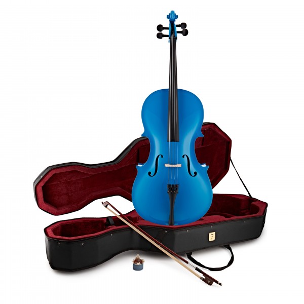 Student 1/2 Size Cello with Case by Gear4music, Blue