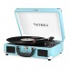 Victrola Journey Turntable with BT and Built-In Speakers, Turquoise - Angled Open (Record Not Included)