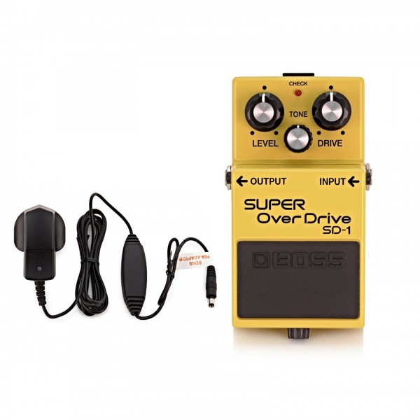 Boss SD-1 Super Overdrive Pedal with Power Supply - Pack View