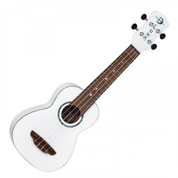 Luna Hau Snow Soprano Ukulele, Classic White - Front View