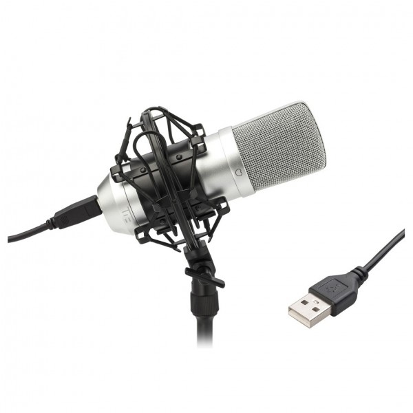 Tie Studio USB Large Diaphragm Condenser Mic, Silver - Cradle