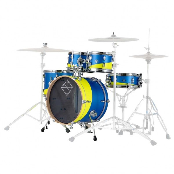 Dixon Drums Jet Set Plus 5pc Shell Pack, Blue/Yellow