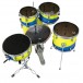 Dixon Drums Jet Set Plus 5pc Shell Pack, Blue/Yellow - Behind