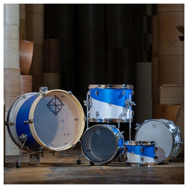 Dixon Drum Racks DISC Dixon Drums Jet Set Plus 5pc Shell Pack, Blue/White at Gear4music