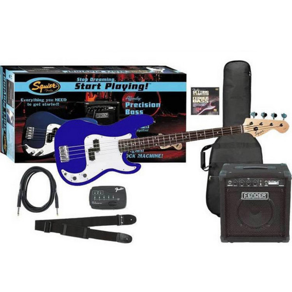 Squier by Fender Affinity P-Bass + Rumble 15 Amp, Metallic Blue