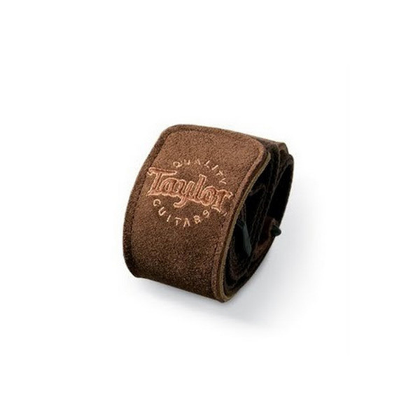 Taylor Web/Suede Guitar Strap, Chocolate with Logo