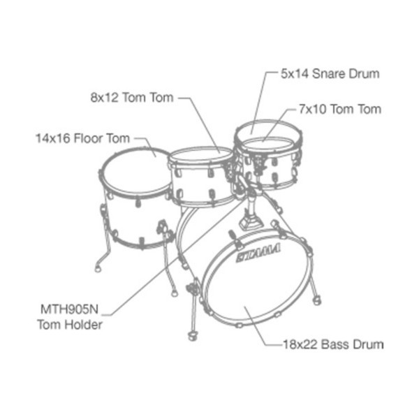 Tama Silverstar VD52KRS D Shell Kit, Brushed Charcoal Black - config