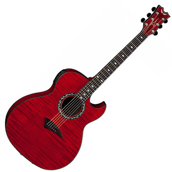 Dean Exhibition Thin Body Flame Maple Electro-Acoustic, Trans Red