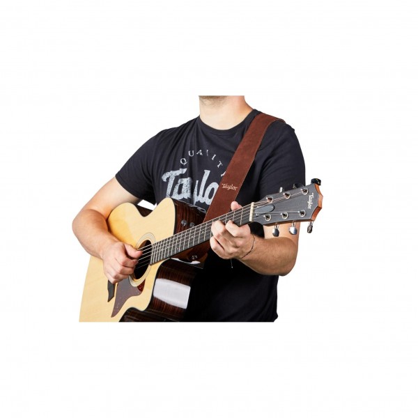 Taylor Logo Suede Guitar Strap, Chocolate