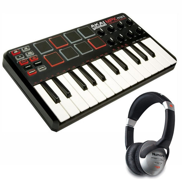 Akai Pro MPK Mini USB MIDI Keyboard + FREE Numark Headphones