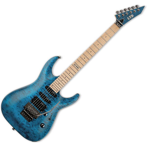 ESP LTD MH-103QM Electric Guitar, See-Thru Blue