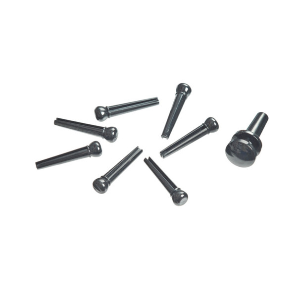 Planet Waves Injected Molded Bridge Pins with End Pin, Set of 7, Black