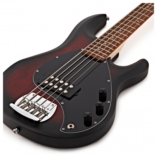 Sterling SUB Ray5 Bass JTB, Ruby Red Burst Satin
