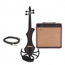 GEWA Novita 3.0 Electric Violin with adapter Bundle, Black