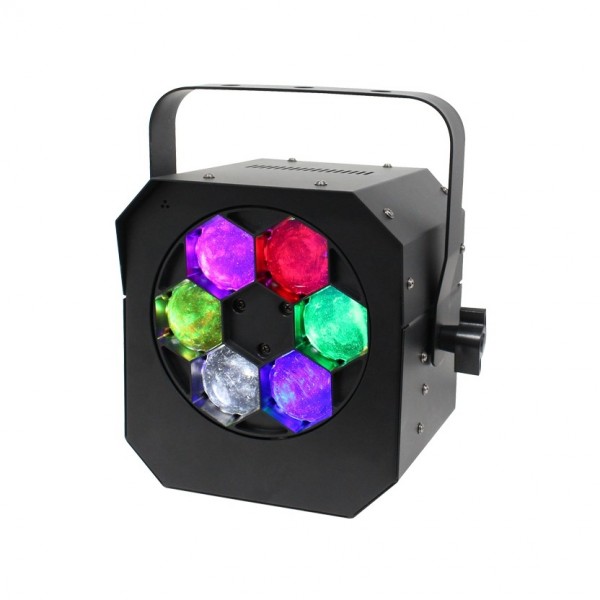 Equinox Hypnos Quad-Colour LED Effect Light - Left, On