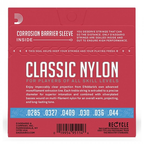 D'Addario EJ27H Classic Nylon Silverplated Wound Guitar Strings back