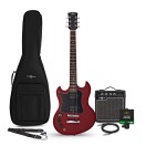 Brooklyn Left Handed Electric Guitar Red, 10W Guitar Amp & Accessory Pack