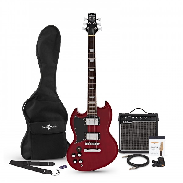 Brooklyn Left Handed Electric Guitar + 15W Amp Pack, Red