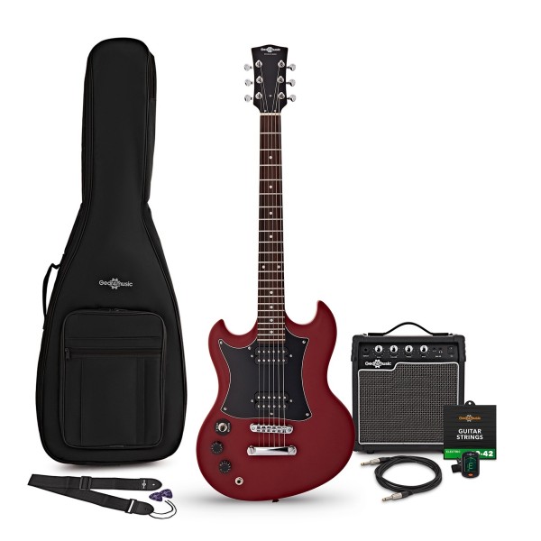 Brooklyn Left Handed Electric Guitar Red, 10W Guitar Amp & Accessory Pack