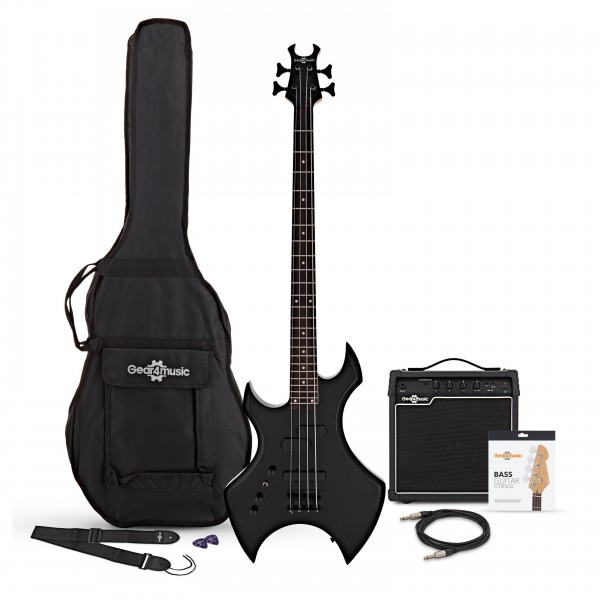 Harlem X Left Handed Bass Guitar + 15W Amp Pack, Black