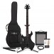 Harlem X Left Handed Bass Guitar + 35W Amp Pack, Black