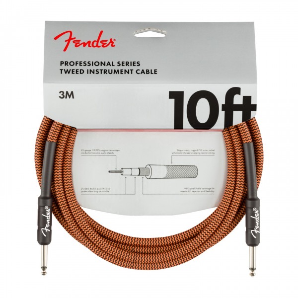 Fender Ltd Edition Professional 10' Instrument Cable, Orange/Black - Front View